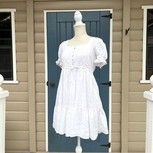 Madewell White Puff-Sleeve Draw-String
Mini Dress Women’s Size Medium - Picture 2 of 10